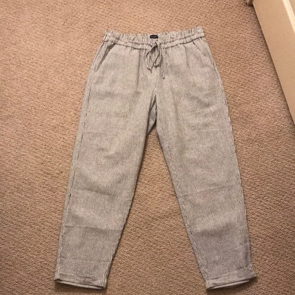 NEVER WORN JCrew stripped linen-cotton drawstring pants
